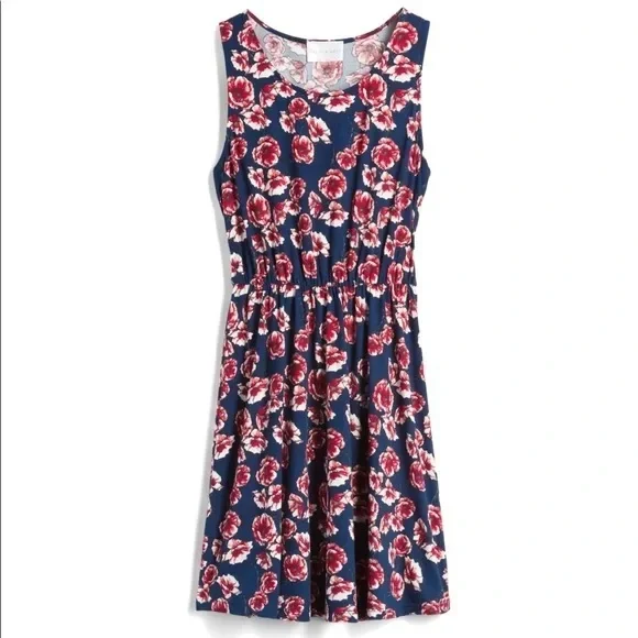 French Grey Floral Dress XL Comfortable Mini Dress Flower Print - Picture 1 of 6